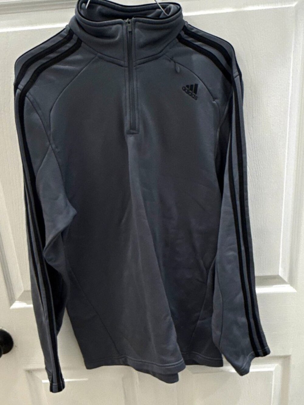 Vintage adidas Men's 1/4 Zip Long Sleeve Training Pullover Gray/Black M